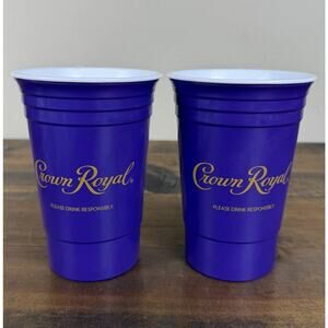 2pk Purple Crown Royal Hard Plastic Reusable Double Walled Solo Style Cups
